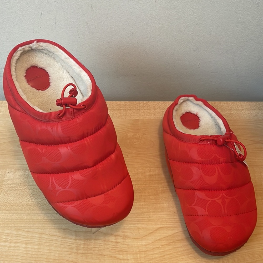 Coach Rachelle Monogram Quilted Nylon Drawstring Toggle-Slippers- 2 Colors - New - Picture 3 of 13